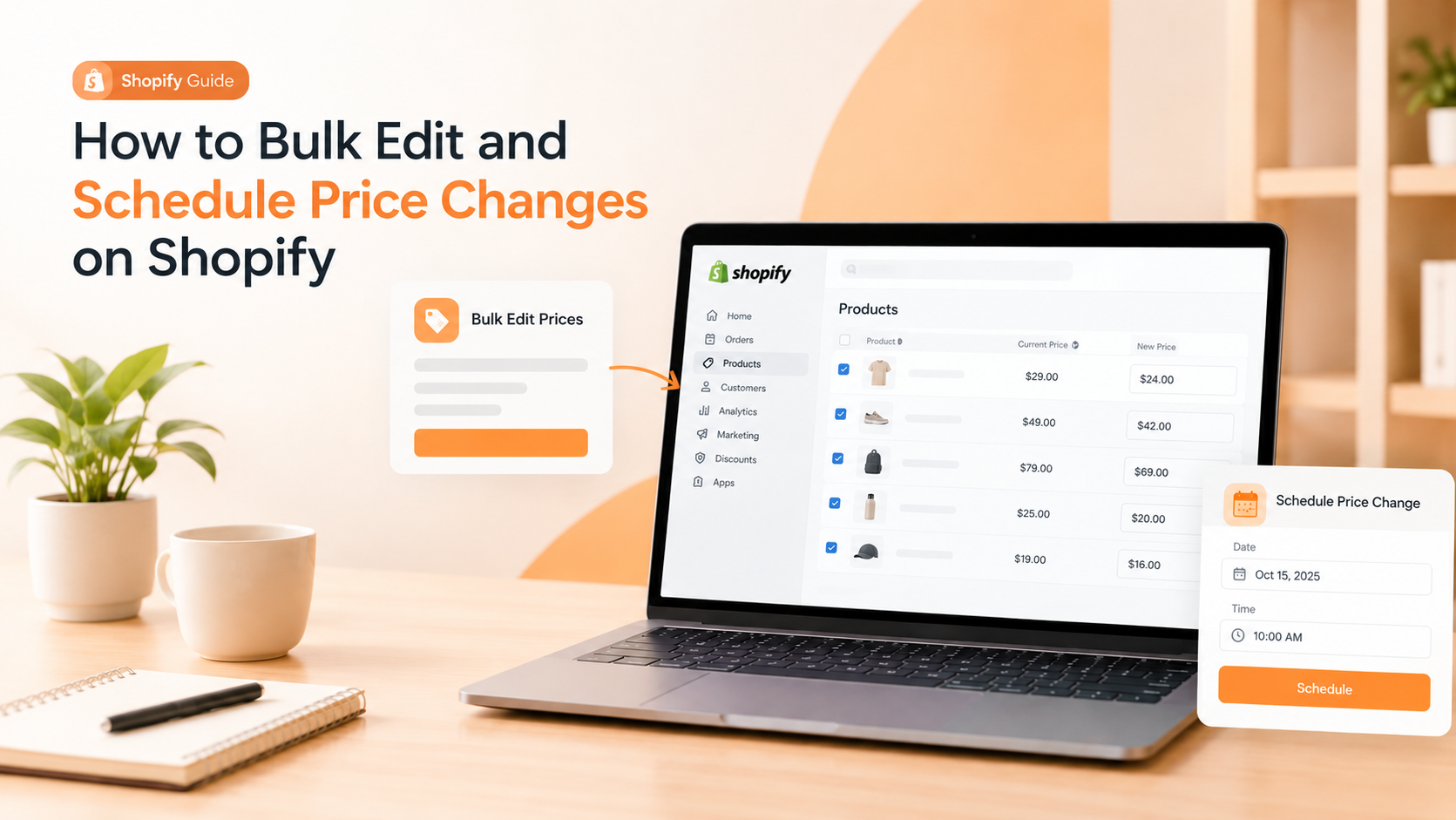 Bulk edit and schedule price changes on Shopify
