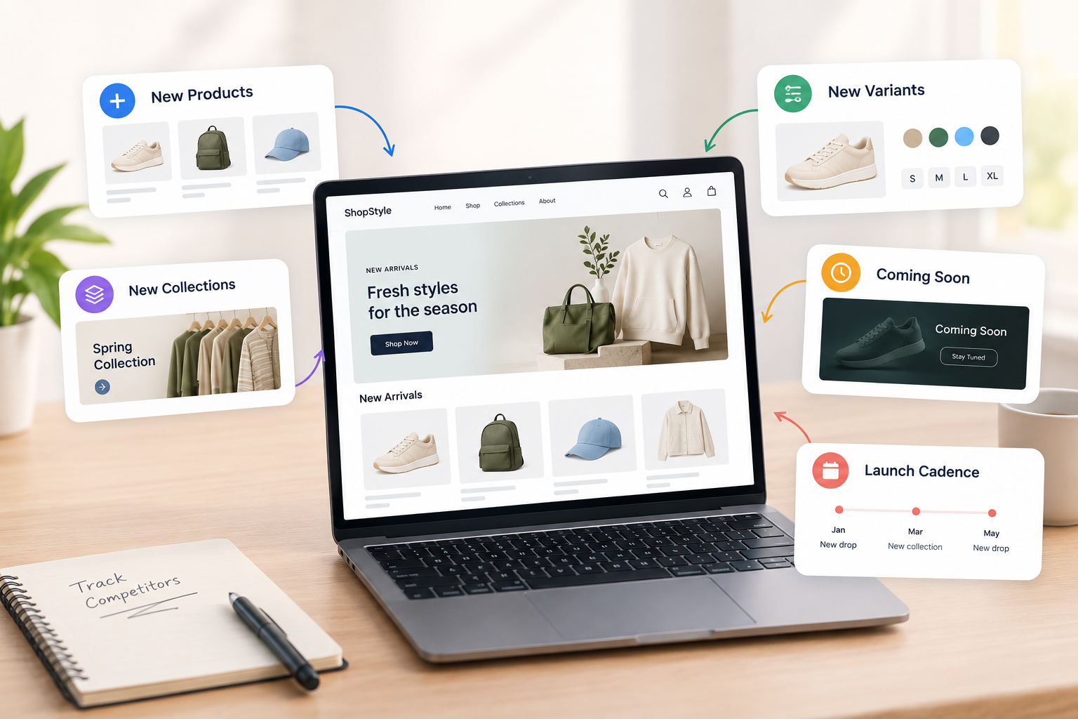 Ecommerce dashboard showing product launch signals